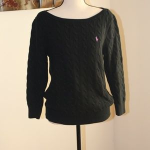 Ralph Lauren Sport,  black cable knit sweater.   G